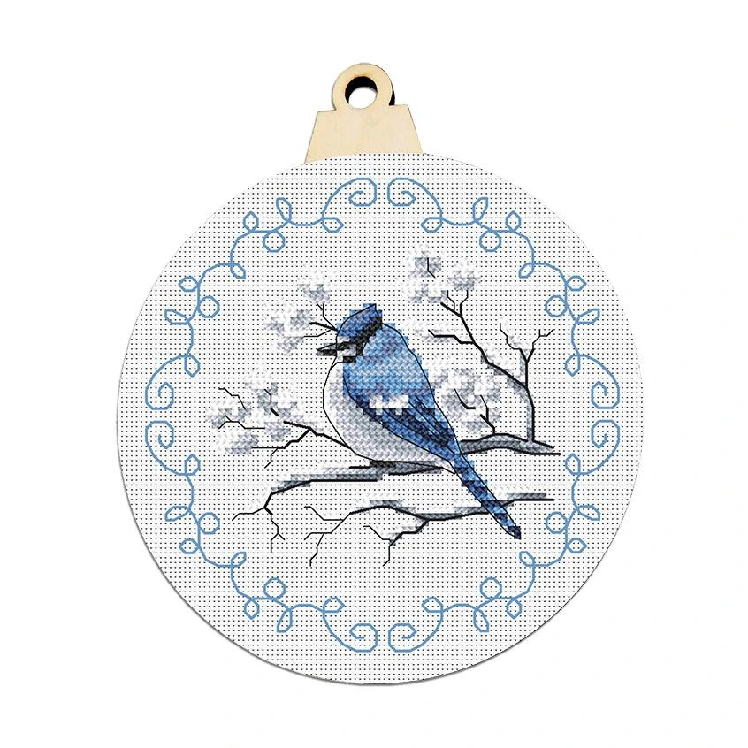 Cross stitch pattern for smartphone - Christmas ball with a bird
