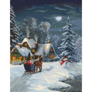 W 10723 Cross stitch pattern PDF - Christmas night by sleigh