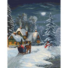 AN 10723 Tapestry Aida - Christmas night by sleigh