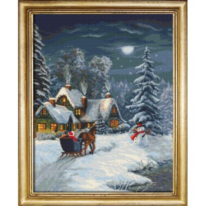 Zn 10723 Cross Stitch Tapestry Kit - Christmas Night by Sleigh