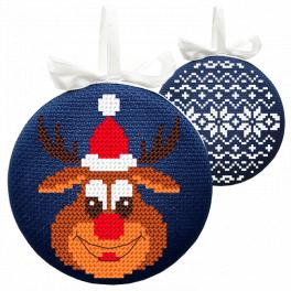 S 10725 Cross stitch pattern for smartphone - Christmas ball-disc with Rudolf