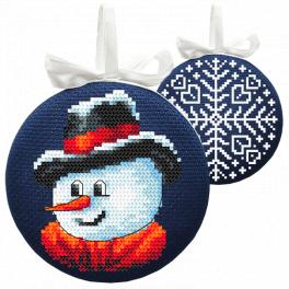 S 10726 Cross stitch pattern for smartphone - Christmas ball-disc with a snowman