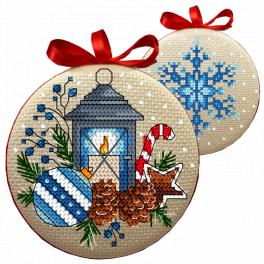 S 10386 Cross stitch pattern for smartphone - Christmas ball-disc with a lantern II