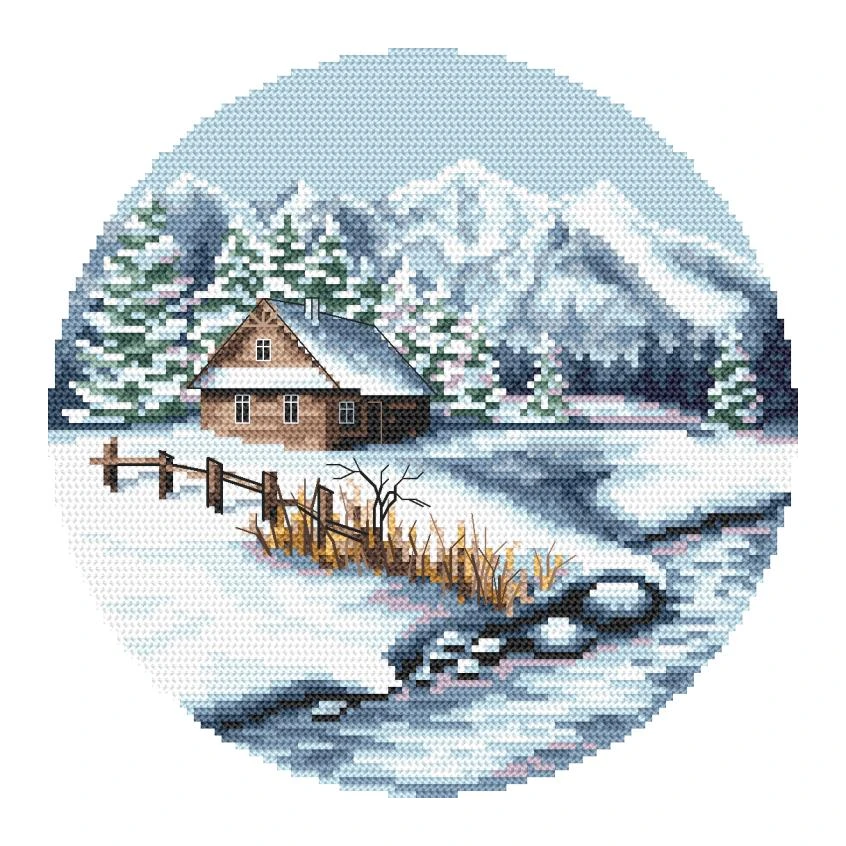 Cross stitch pattern for a phone - Winter landscape