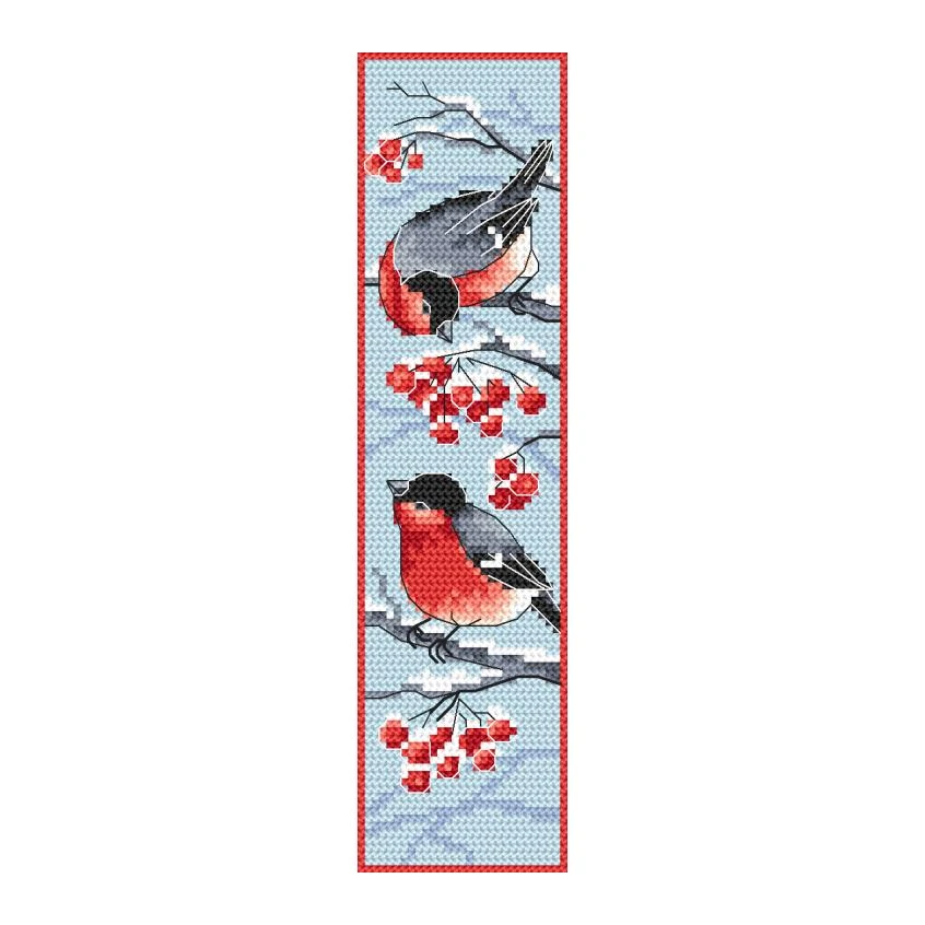 Cross stitch pattern for a phone - Bookmark with bullfinches