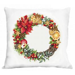 S 10511-01 Cross stitch pattern for smartphone - Cushion with a Christmas wreath