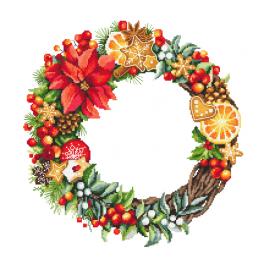 S 10512 Cross stitch pattern for smartphone - Christmas wreath