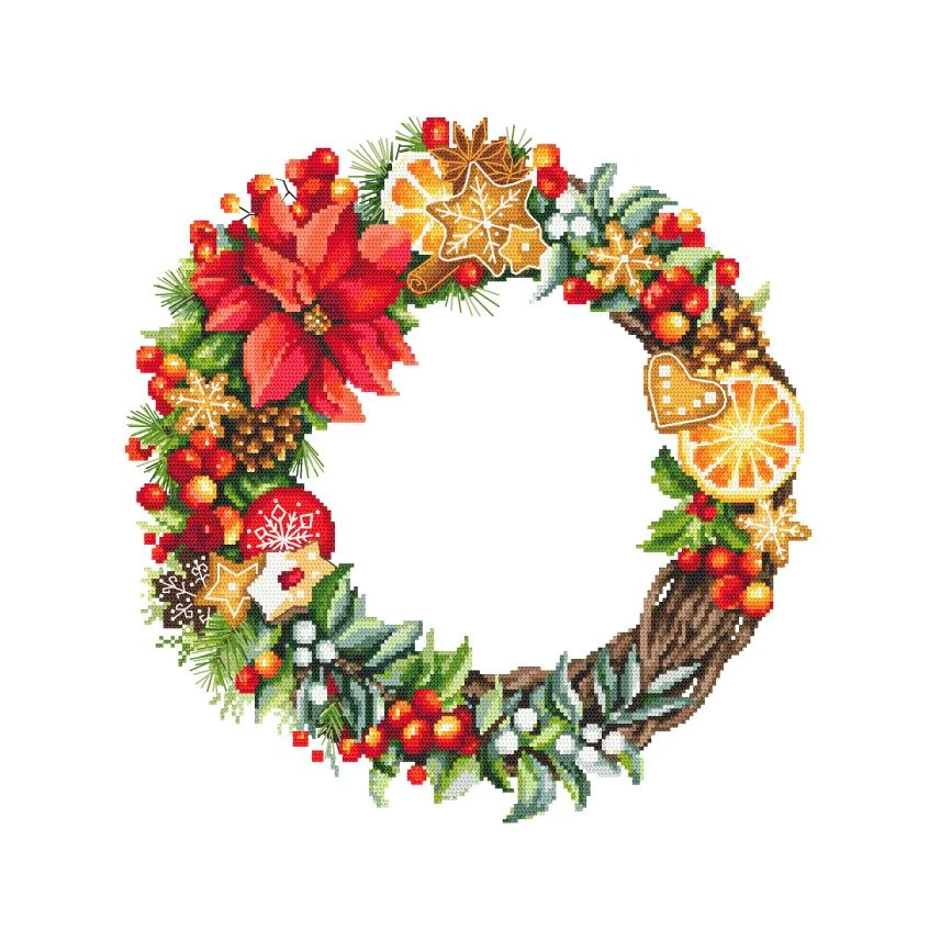 Cross stitch pattern for smartphone - Christmas wreath
