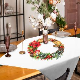ZU 10511 Cross stitch kit - Tablecloth with a Christmas wreath