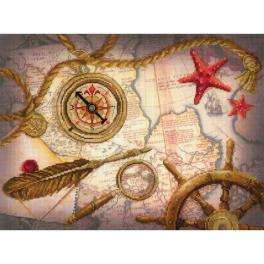 RIO 0095PT Cross stitch kit with mouline and printed background - Treasure hunting
