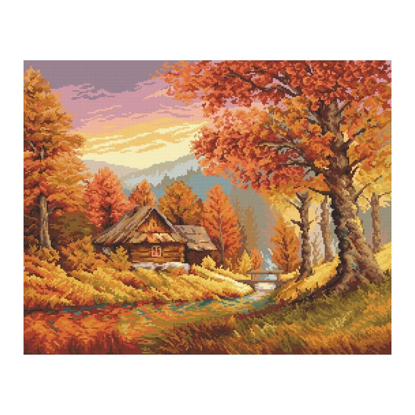 Printed cross stitch pattern - Autumn landscape