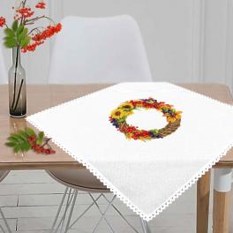 W 10515 Cross stitch pattern PDF - Tablecloth with an autumn wreath