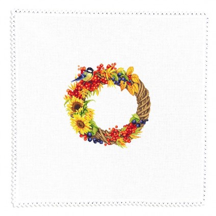 Zu 10515 Cross Stitch Kit - pöytäliinaa syksyn seppelellä