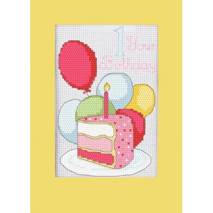 GU 10806 Padrão de ponto cruz impresso - cartão de aniversário - seu aniversário de 1 aniversário
