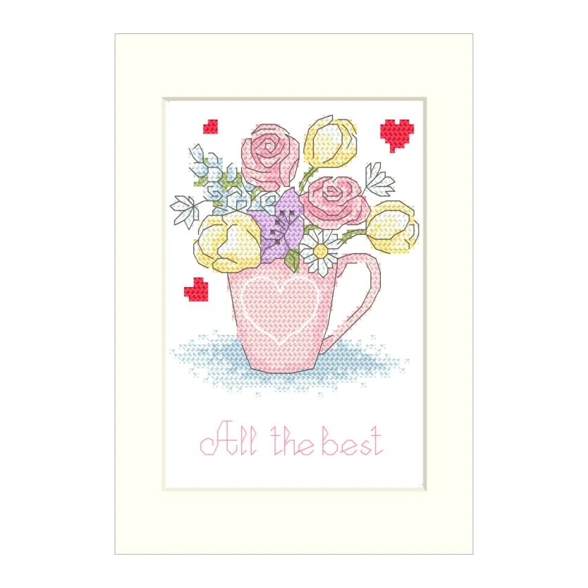 Cross stitch pattern for smartphone - Birthday card - Flowers in a cup
