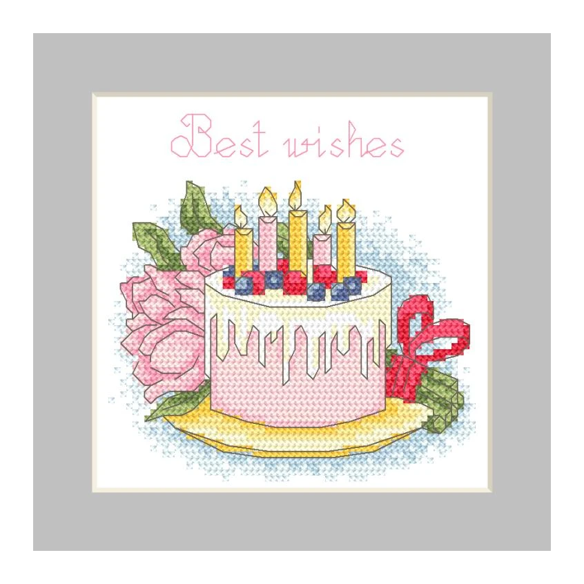 Cross stitch pattern for smartphone - Birthday card - Birthday cake