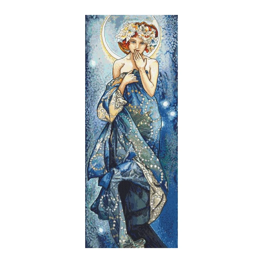 Cross stitch pattern for a phone - "Moon" by A. Mucha