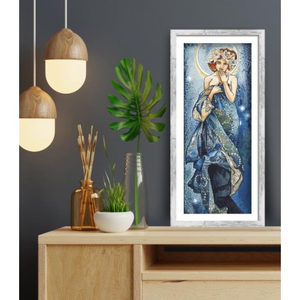 S 10731 Ristipistokuvio puhelimelle - &quot;Kuu&quot;, kirjoittanut A. Mucha