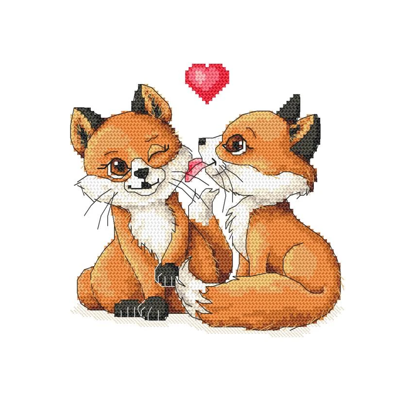 Cross stitch pattern for smartphone - Foxes in love
