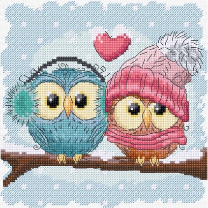 LS B1400 Cross stitch kit - Two cute owls