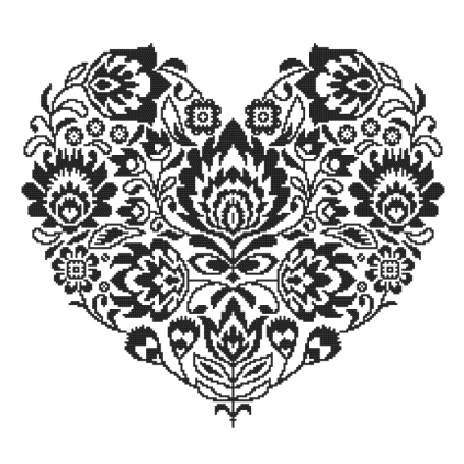 Z 10739 Cross stitch kit - Ethnic heart black and white