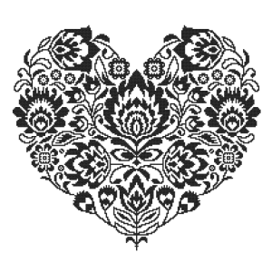 S 10739 Cross stitch pattern for smartphone - Ethnic heart black and white