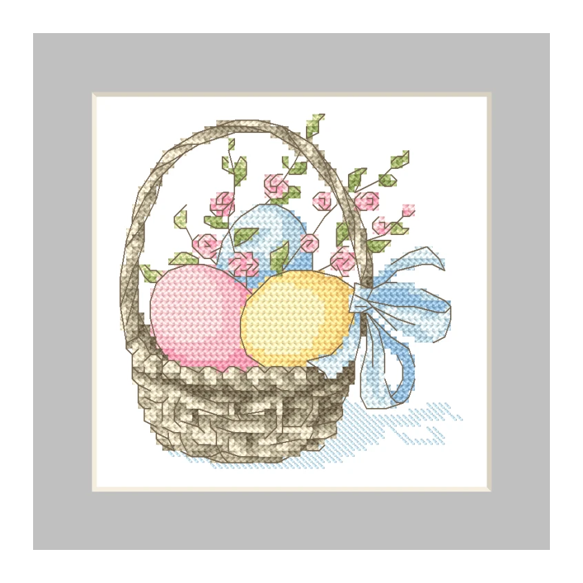 Cross stitch pattern for smartphone - Easter card - Eggs in the basket