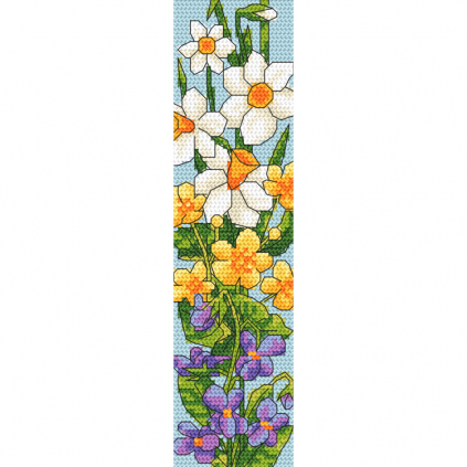 W 10736 Cross stitch pattern PDF - Bookmark with spring flowers