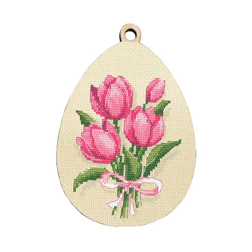 Cross stitch pattern for smartphone - Egg with tulips