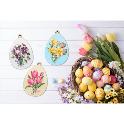 Z 10810 Cross stitch kit - Egg with pansies