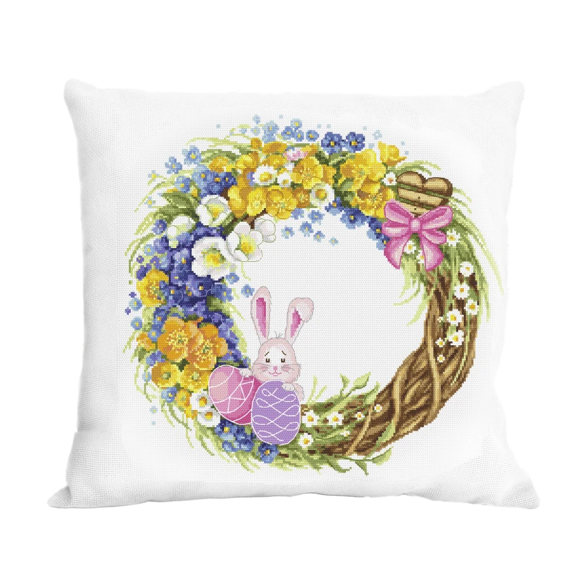 Cross stitch pattern for a phone - Cushion with an Easter wreath