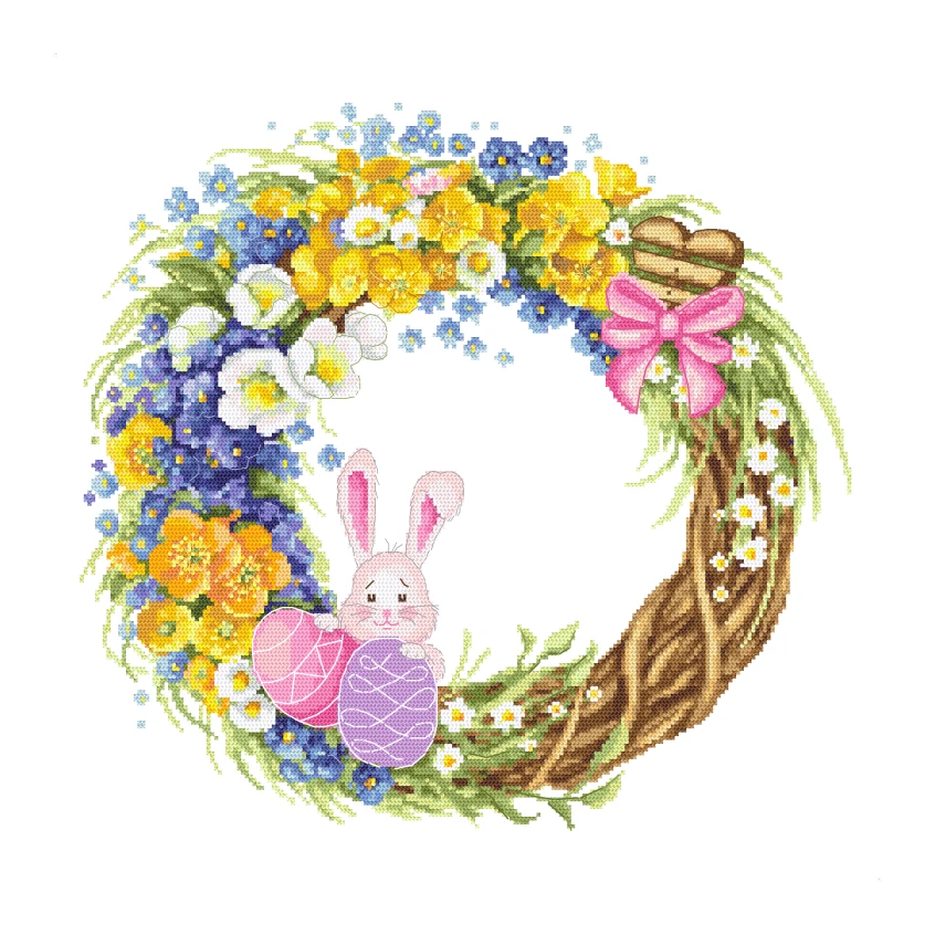 Cross stitch pattern for smartphone - Easter wreath