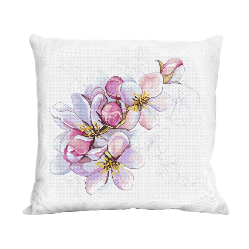 Cross stitch pattern for smartphone - Cushion with apple blossoms