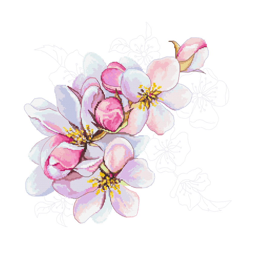 Cross stitch pattern for smartphone - Apple blossoms