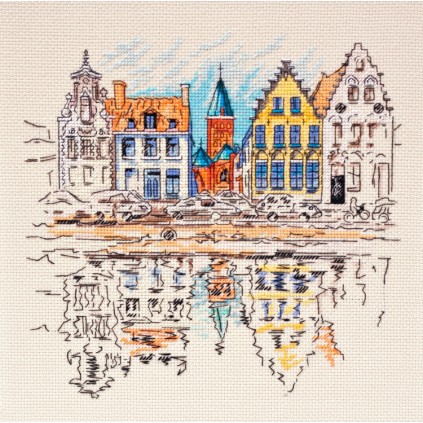 AH-137 Cross stitch kit - Colorful town I