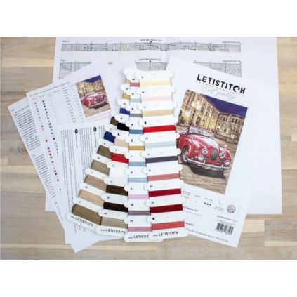 LETI L8034 Kit de ponto cruz - carro esportivo vermelho