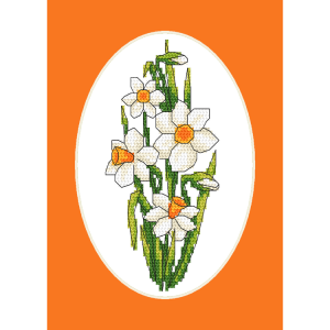 W 10751 Cross stitch pattern PDF - Card with daffodils