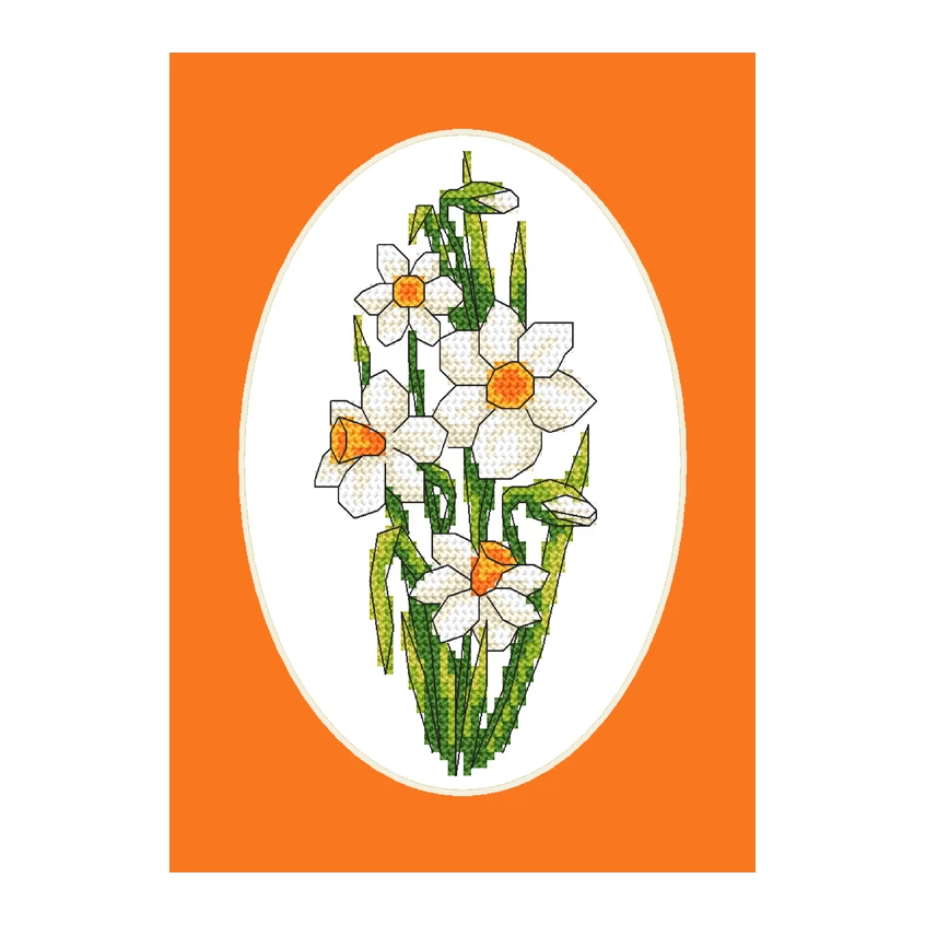 Cross stitch pattern for smartphone - Card with daffodils