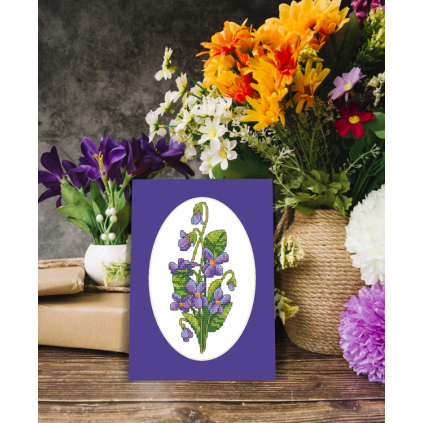 ZU 10755 Cross stitch kit - Card with violets