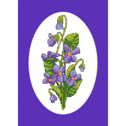 ZU 10755 Cross stitch kit - Card with violets
