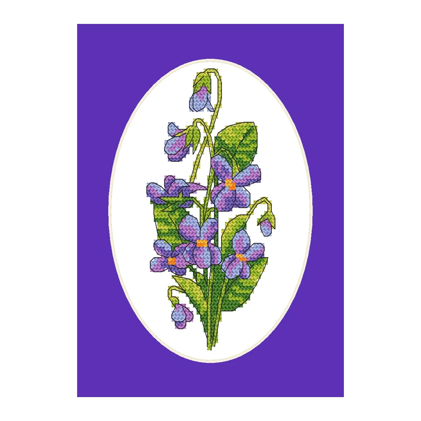 Cross stitch pattern for smartphone - Card with violets