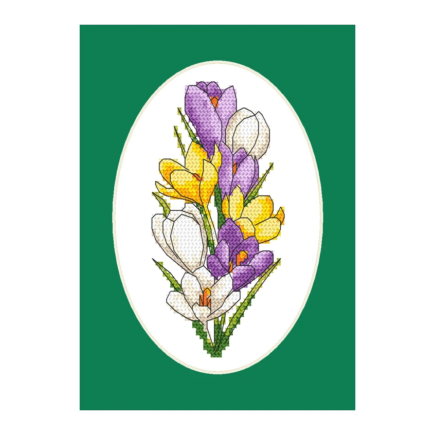 Cross stitch pattern for smartphone - Card with crocuses
