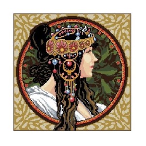 GC 6901 Kryssstingmønster på papir - Bysantinske hoder - Brunette - A. Mucha