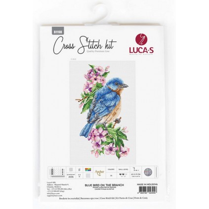 LS B1198 Keresztszemes készlet - Kék madár az ágon