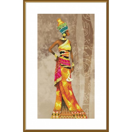 NCP 6252 Cross stitch kit with printed background - African princess