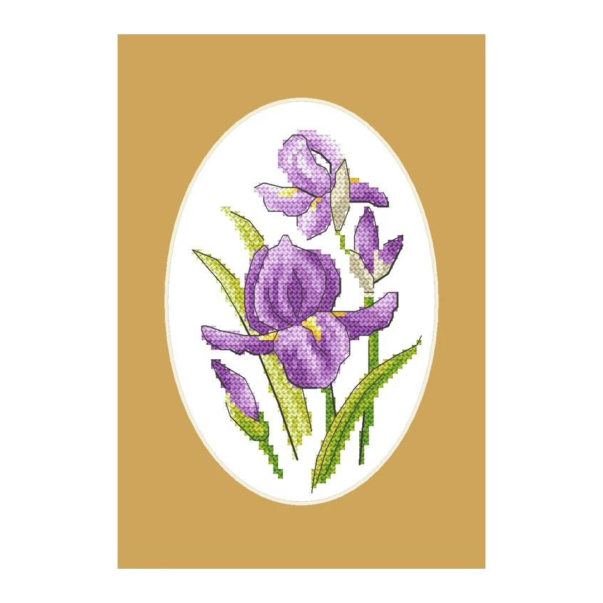 Cross stitch pattern for smartphone - Card with irises