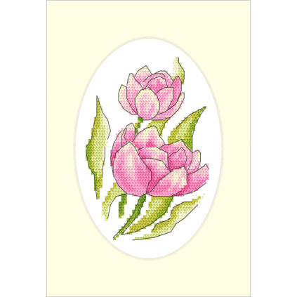 ZSU 10821 Cross Stitch Kit - Kort med tulipaner