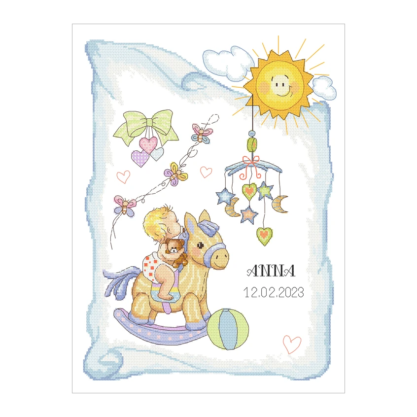 Cross stitch pattern for smartphone - Birth certificate for a baby