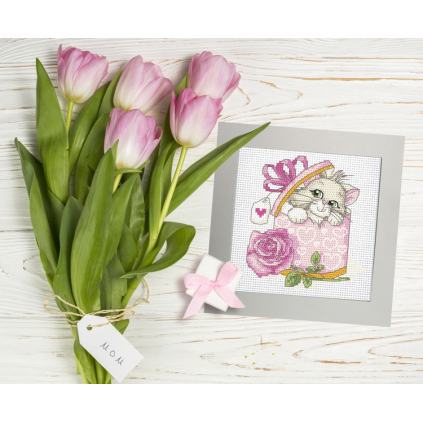 GU 10819 Printed Cross Stitch Pattern - Card με γατάκι