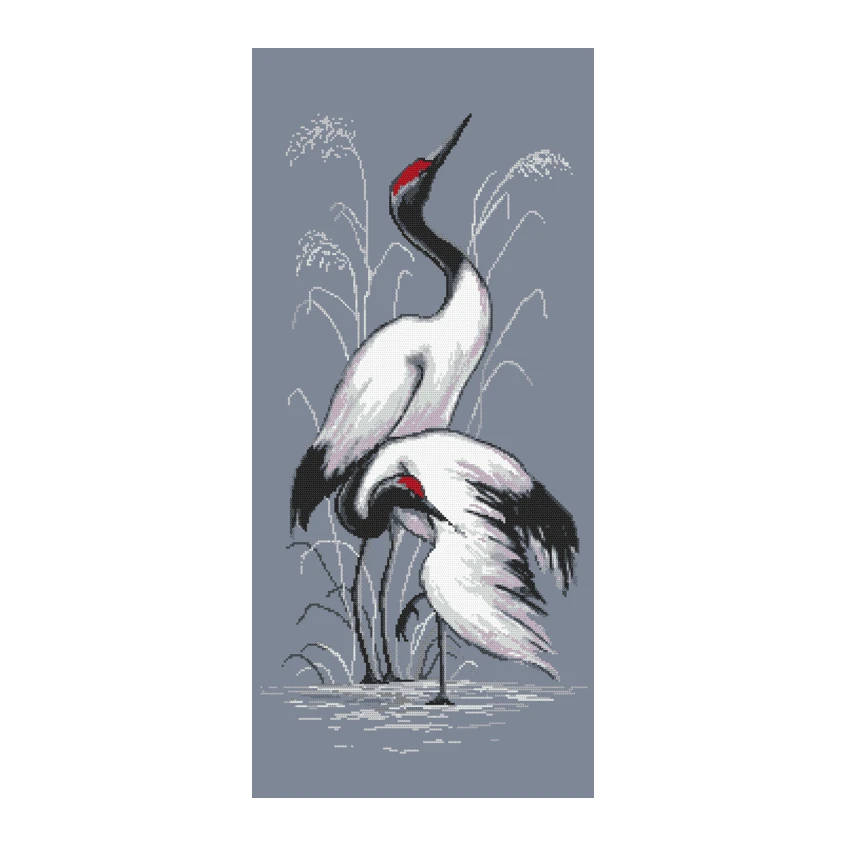 Cross stitch pattern for smartphone - Cranes over the pool